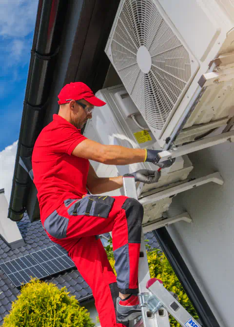 a person checking in the external fans